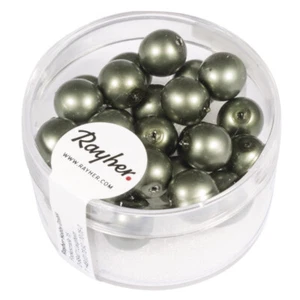 Renaissance Glass Beads, Frosted, 8, Antique Olive, Box Of 25 Pcs - Picture 1 of 1