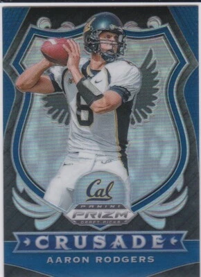 AARON RODGERS Draft Pick PRIZMS BLUE $$ VARIATION Football Card GREEN BAY PACKER - Image 1 of 2