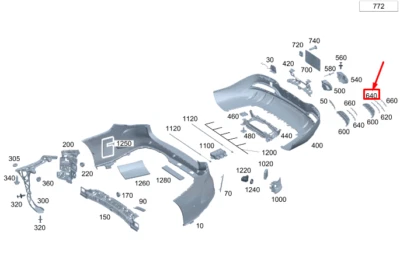 New MERCEDES-BENZ EQS V297 Rear Center Left Bumper Trim A2978857103 NO🇺🇸DUTIES - Image 1 of 4