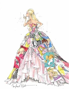 Robert Best : Barbie Fashion Sketch : 13 X 19” Archival Canvas Art - Picture 1 of 1