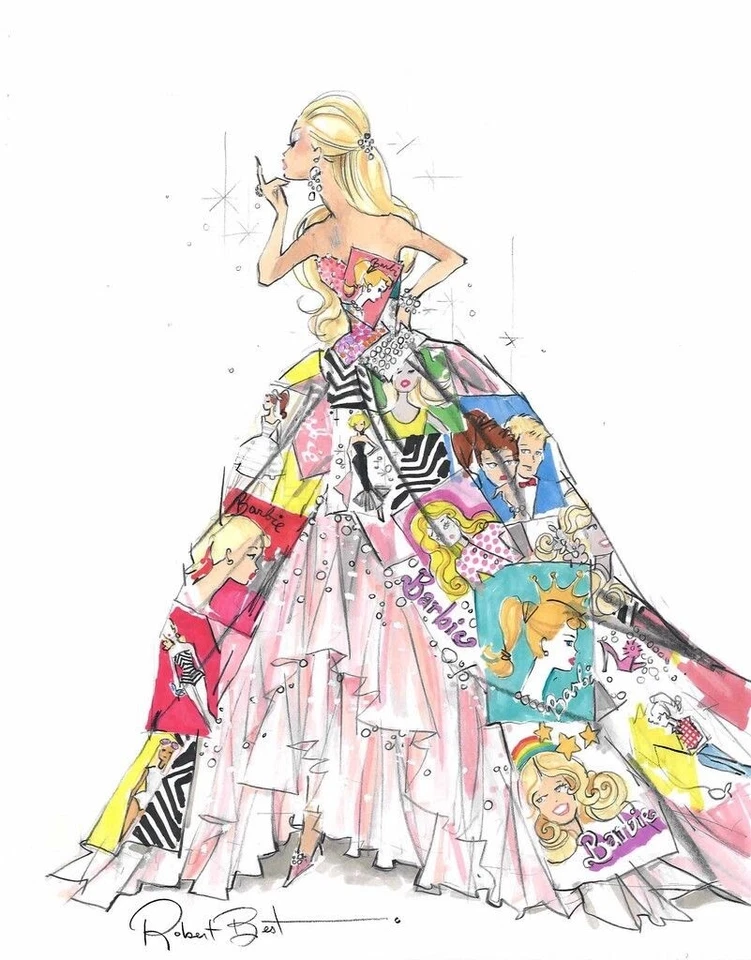 Robert Best : Barbie Fashion Sketch : Archival Quality Art Print - Image 1 of 1