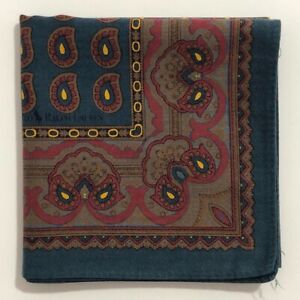Polo Ralph Lauren Handkerchief Men's cotton Pocket Square Ocean Paisley 19"