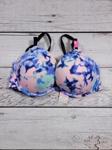 Victoria Secret Pink Tye Dye Bra Size 32D Multicolor Push up P4 - Picture 1 of 7