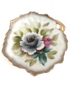 Ardalt Lenwile Handpainted Trinket Dish w. Flowers & Gold Trim Made in Japan - Picture 1 of 5