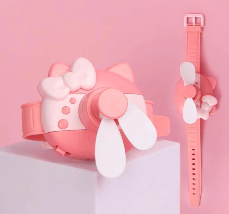 Mini ventilador de reloj pequeño silencioso portátil recargable USB HelloKitty Foto 1 de 4