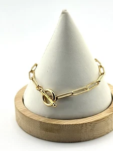 Stainless steel, gold plated Paper Clip Bracelet With Toggle Clasp Item-B-103 - Picture 1 of 5