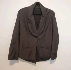 Elm Design Sz 2 Black Gray Striped Wool Silk Blend Icelandic Blazer Suit Jacket - Picture 1 of 14
