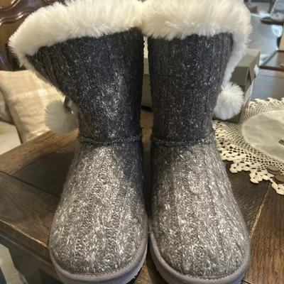 Все над искусственного меха загрузки серый твид зимние ботинки женщин размер 9 - Изображение 1 из 4
