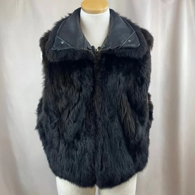 Vintage ANDREW MARC Colete de Pele Feminino (M) Couro Gambá Zíper Luxo Anos 80 Mobwife - Imagem 1 de 4