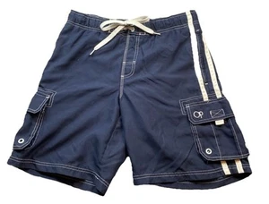 Ocean Pacific Boardshorts Herren S (28-30) marine weiß gestreift gefüttert Badehose - Bild 1 von 8
