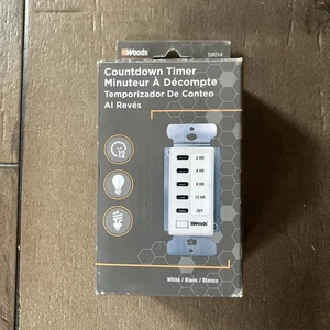 Woods 59014 In Wall 12 Hour Digital Countdown Timer White Hardwired - Picture 1 of 6