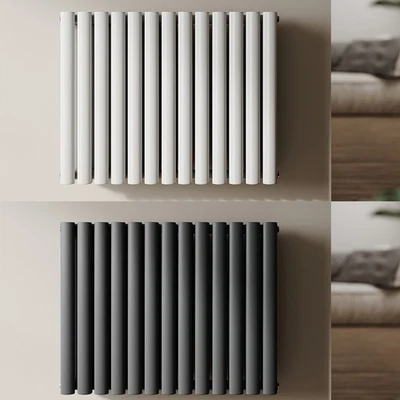 Design Heizkörper Horizontal Röhrenheizkörper Doppellagig Anthrazit/Weiß 60x77cm - Bild 1 von 4
