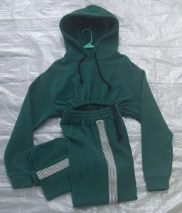 Fashion Nova - großes grünes Jogger 2-teiliges Set - Crop Top Hoodie + Jogginghose - Bild 1 von 9