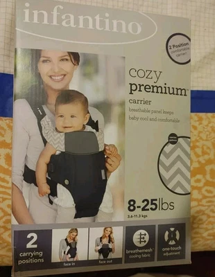 Infantino Cozy Premium Baby Carrier 8-25 lb Face-In/Out Breathable Cooling - Image 1 of 4