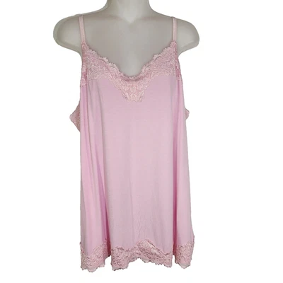 Top camisola de encaje Lane Bryant para mujer 18/20 correa de espagueti rosa clásico cuello en V Foto 1 de 4