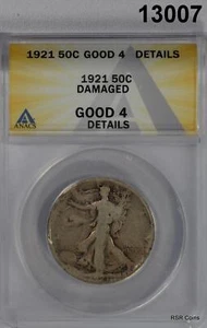 1921 WALKING LIBERTY HALF ANACS CERTIFIED GOOD 4 DAMAGED KEY DATE!! #13007 - Picture 1 of 3