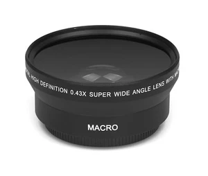 0.43x - 62mm HD Echtglas Marken Optik Weitwinkel Makro Vorsatz Linse Objektiv - Bild 1 von 1