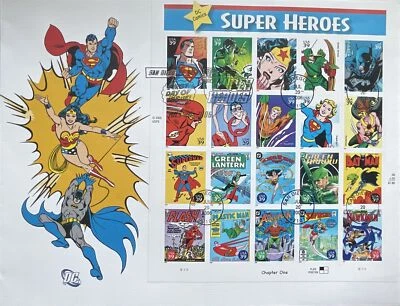 Fleetwood 4084 DC Comics las 20 estampillas en 1 8 1/2X11  Foto 1 de 2
