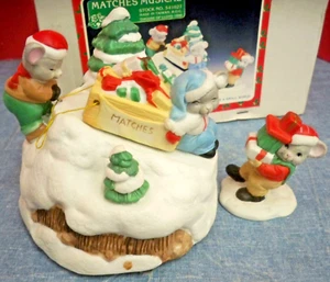 1990 House of Lloyd "Matches" Musical Little Mice Snow Plays It's a Small World - Picture 1 of 4
