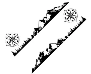 2x Mountain Range Vinyl Stickers Graphics Decals For Car Dirt Camper Van Caravan - Picture 1 of 1