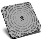 Square Single Coaster bw - Om Aum Symbol Hindu Deity God  #43306