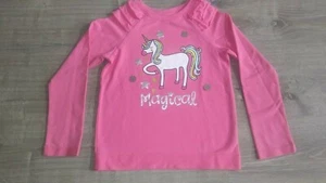 NEW Garanimals 365 Kids Girl Shirt Top Terry Pink Unicorn Ruffles size 7 rainbow - Picture 1 of 2