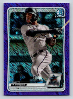2020 Bowman Chrome Purple Shimmer Refractors #BCP156 Monte Harrison (ref 194208) - Image 1 of 2