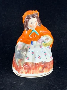 Antique Staffordshire 6" Figurine - Little Red Riding Hood with Wolf - Picture 1 of 8
