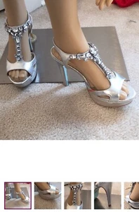 Silver Rhinestone Strappy Betsy Johnson Shoes 7 - Picture 1 of 6