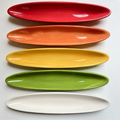 Pottery Barn оливковые лодки набор из пяти красочных сервировки керамические блюда 8 дюймов - Изображение 1 из 4