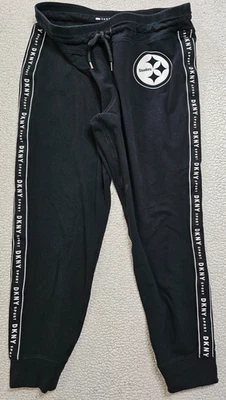 DKNY Sport Fleece Pittsburg Steelers Logo Drawstring Jogger Pants  Black Size L - Image 1 of 4