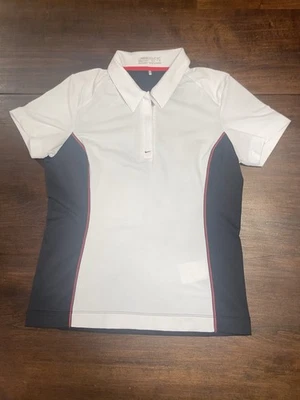 Polo de golf Nike Dri Fit para niñas jóvenes blanco/negro talla pequeña (4-6) Foto 1 de 4