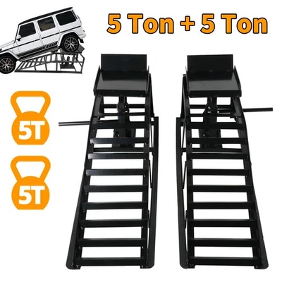 2X 5T + 5T Auto Rampe Auffahrrampe mit Hydraulische Wartungsrampe für PKW KFZ - Bild 1 von 4