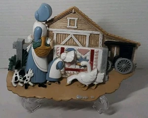 Vintage Burwood 90s Wall Hanging Country Farmhouse Scene Geese Quilt Decor - Picture 1 of 3