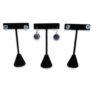 3 Qty Black Velvet 4.75" High Free-Standing Earring T-Stand Display - Picture 1 of 1