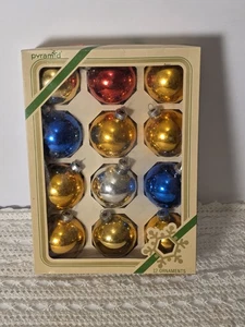 "12 bombillas de vidrio vintage Pyramid Rauch bola multicolor adorno de Navidad 2""" - Imagen 1 de 9