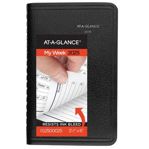 2025 Planer, Woche, 3-1/2 x 6", Taschenformat, Stündlich, DayMinder, Schwarz (G250... - Bild 1 von 8