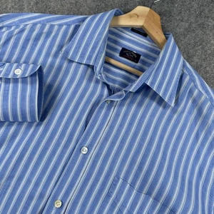 Paul & Shark Shirt Mens 2XL Blue White Striped Yachting Made Italy Linen Cotton - Picture 1 of 15