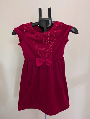 George Girls Red Velour Sequin Holiday  Dress size Med 7-8 - Image 1 of 4