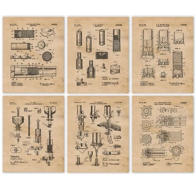 Classic Cartridge Bullet Ammo Shell Patent Prints 6 (8x10) for Home Work Office - Image 1 of 4