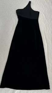 Giorgio Armani Sz 42 US 6 Black Long Velvet Dress Formal Gown One Shoulder - Picture 1 of 11