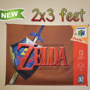 The Legend of Zelda Ocarina of Time 2x3 foot tapestry / Nintendo 64 banner flag - Picture 1 of 9