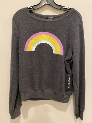 Moletom Wildfox arco-íris cinza pequeno novo com etiquetas - Imagem 1 de 4