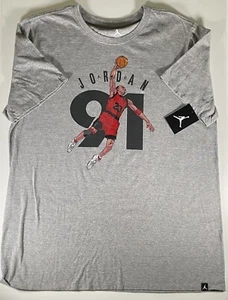Air Jordan Shirt Men’s XL Retro 91 Gray Jumpman Chicago Bulls 23 NBA Unused - Picture 1 of 7