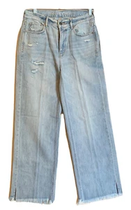 "Pantalones de mezclilla AMERICAN EAGLE SKATER Borde Crudo Deshilachado Informal Envejecido I Talla 8 Largo 32.5" - Imagen 1 de 16