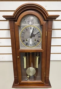 Vintage Waltham 31 Day Chiming Wall Clock Working With Key 15” x 5.5” x 27” - Picture 1 of 10