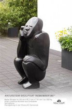 Huge stone baboon sculpture "Remember me" handmade in Zimbabwe. H130 cm ~ 500 kg