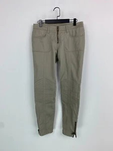 Burberry Brit Beige Moto Trousers Biker Stretch Cotton Slim Fit Zip Size 29 - Picture 1 of 11