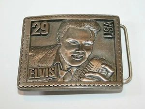 Sello de franqueo vintage LE 1992 de Elvis Presley 1935-77 Leyendas hebilla de cinturón nuevo de lote antiguo - Imagen 1 de 2