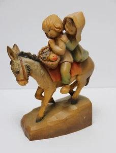 Vintage The Journey 7”– Ferrandiz Anri woodcarving Girl & Boy Praying On Donkey - Picture 1 of 6